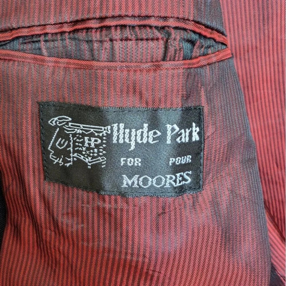 Hyde Park for Moores Dark Navy Two Button Blazer Men 46 Long Tall Gold Detail - Picture 5 of 13